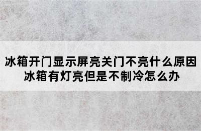 冰箱开门显示屏亮关门不亮什么原因 冰箱有灯亮但是不制冷怎么办